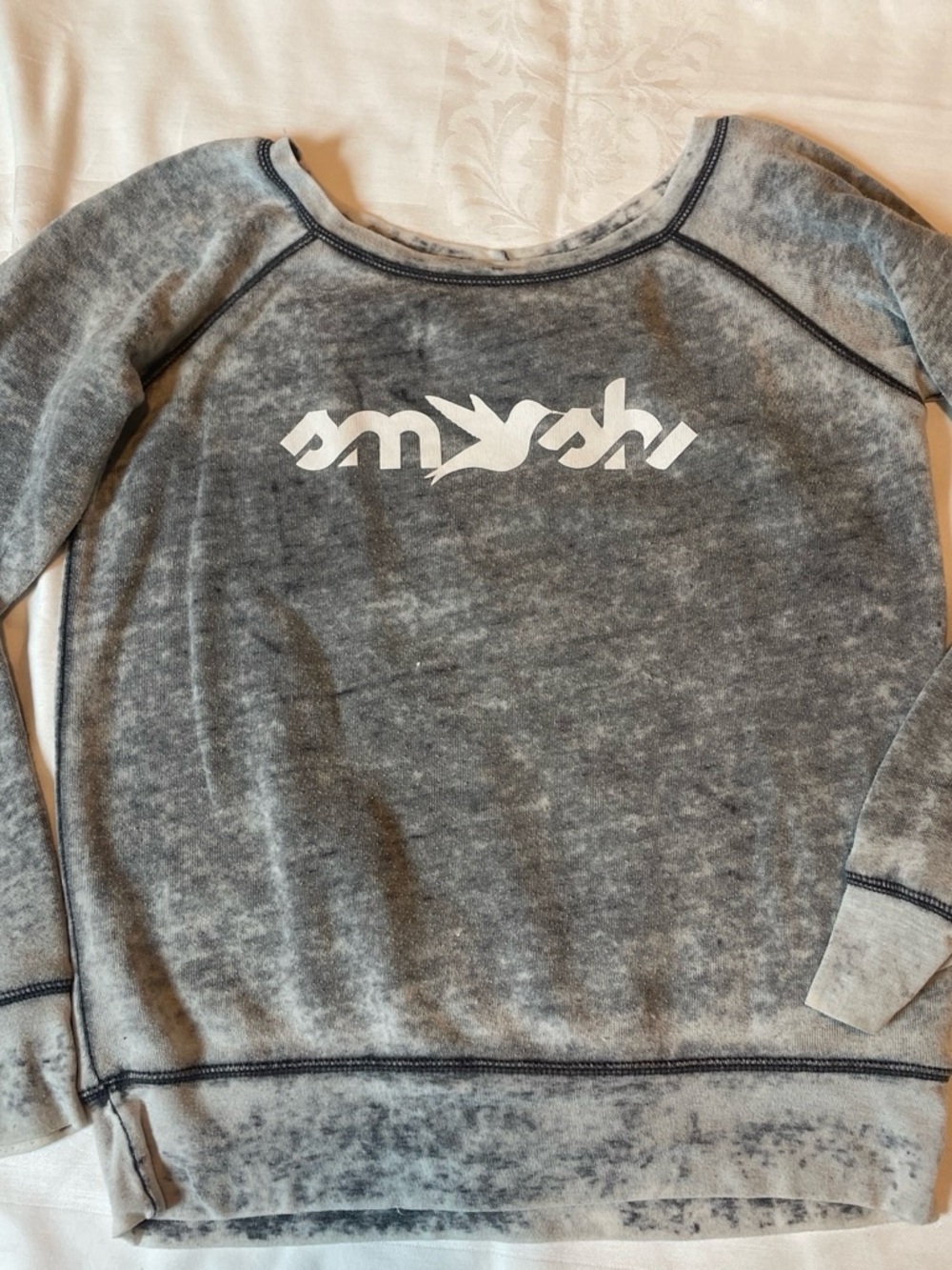 Off-the-Shoulder Women's Sweatshirt in Washed Gray